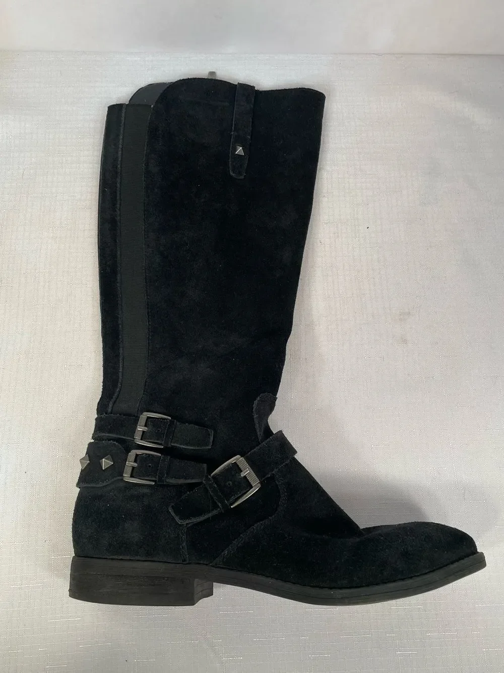 Marc Fisher Classic Black Suede Knee-High Riding Boots